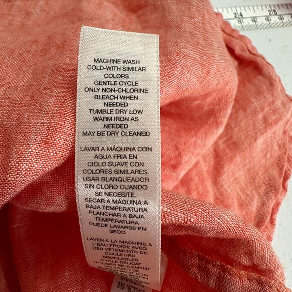 Chicos Womens Button Up Linen Top Size 2 US L‎ Coral 3/4 Sleeves Capsule Casual - Picture 5 of 8